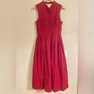 NEW- Sportalm Kitzbühel-Austria Dirndl Red Floral Dress 60's 1 Pocket Size 40